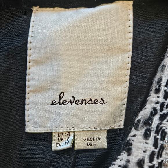 Anthropologie Elevenses Jacket Size 4 Black White Textured Moto Zip Wool blend - Picture 3 of 11